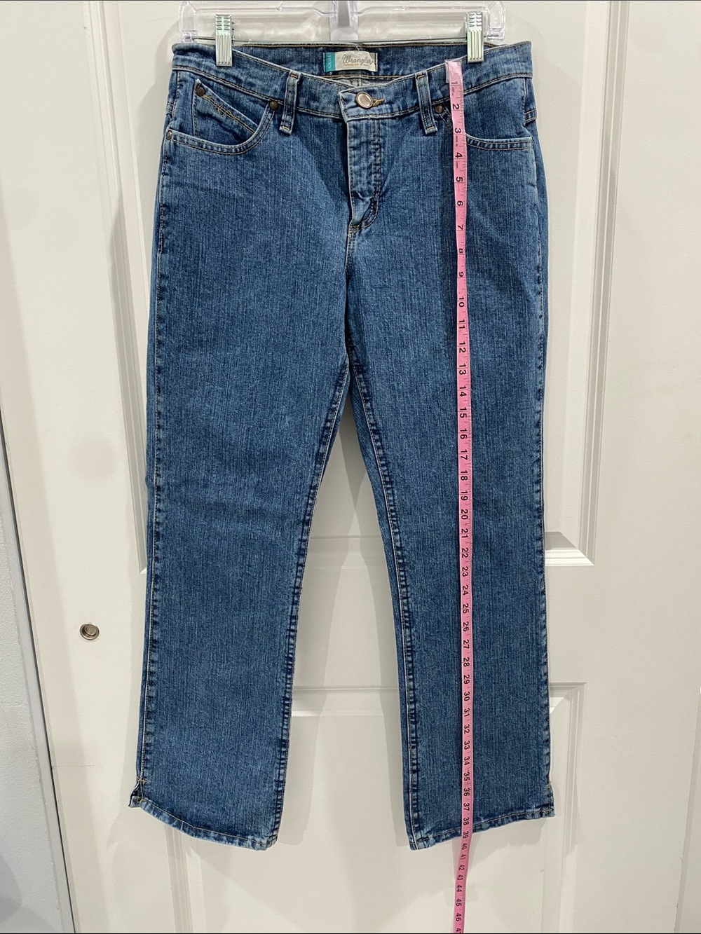 Wrangler Cash Cowgirl Cut Classic Straight Leg Medium Blue Jeans 7/8 x 30 - Picture 8 of 16